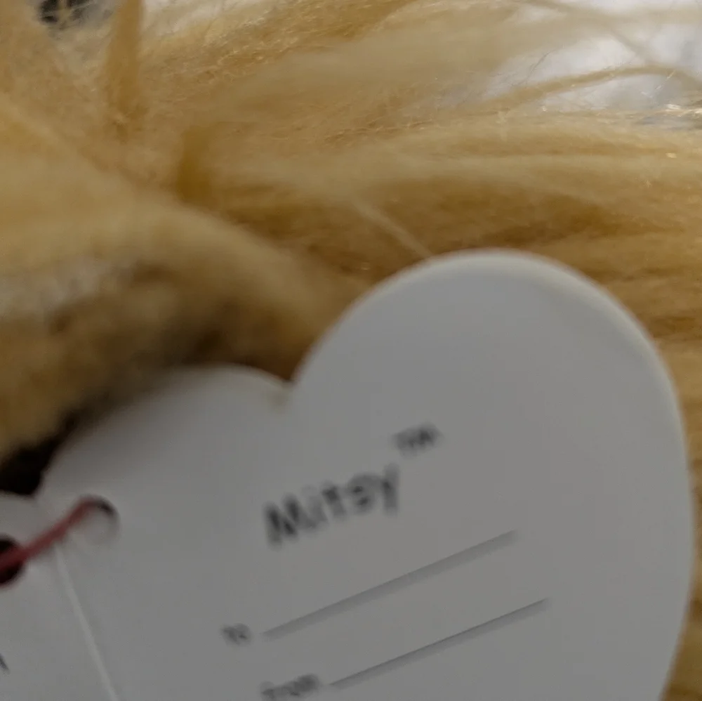 Ty Mitsy Stuffed Animal with Pink Bow - Gray and Tan